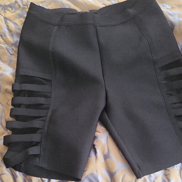 Fashion Nova Pants - Fashion Nova Black Bike Shorts with Strap Details